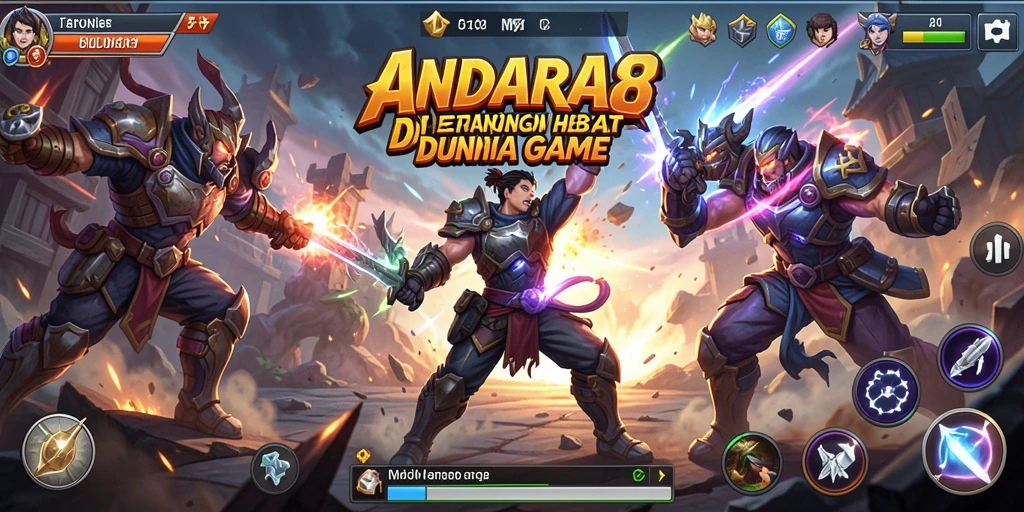 Tampilan gameplay ANDARA88 menunjukkan pertarungan seru antar karakter.