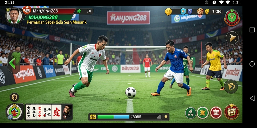 Tampilan aksi seru dalam permainan sepak bola MAHJONG288.
