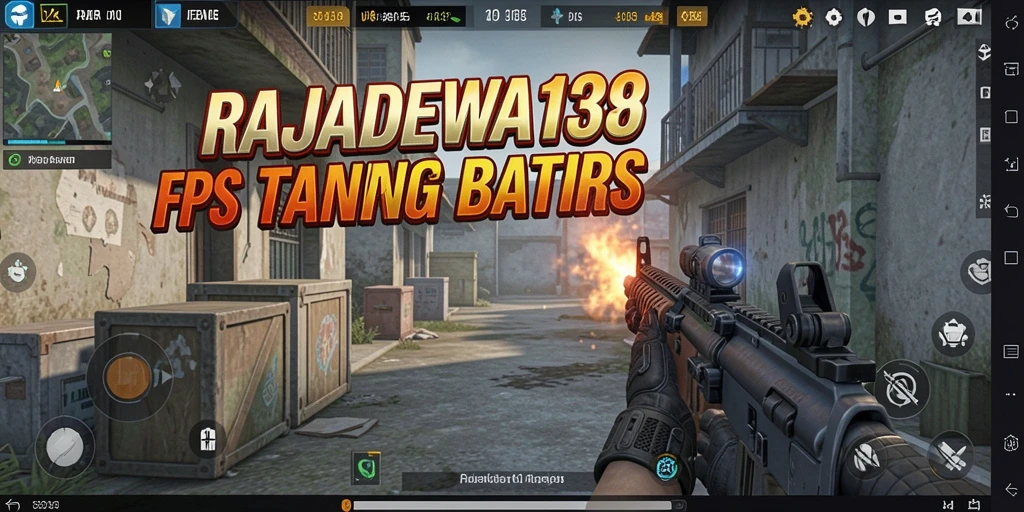 Screenshot menampilkan aksi intens dalam game FPS RAJADEWA138.