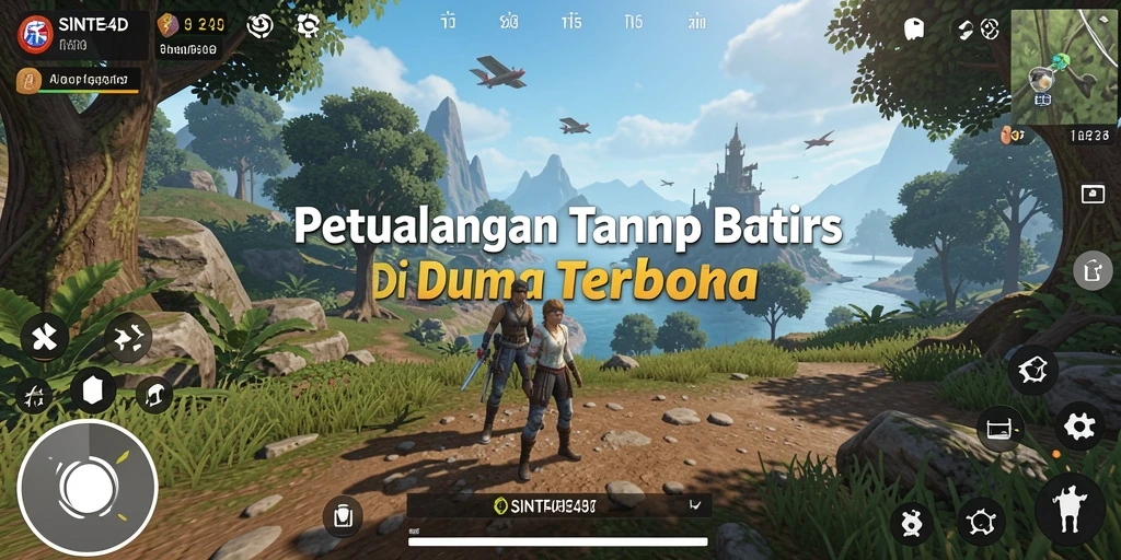 Tampilan gameplay SINTE4D yang menampilkan eksplorasi dunia terbuka.