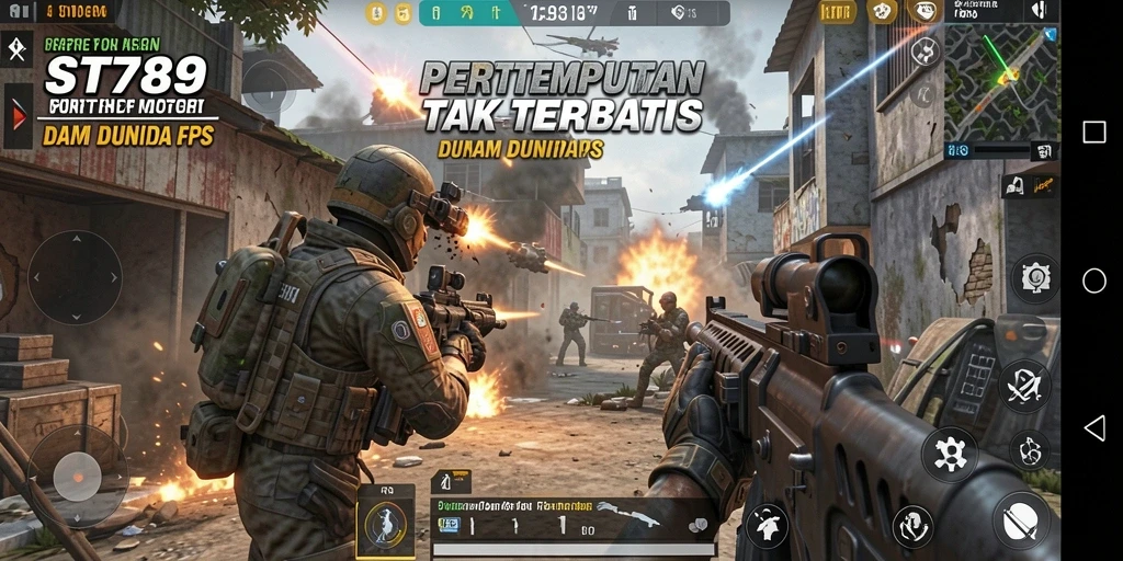 Screenshot gameplay ST789 menampilkan aksi menembak yang mendebarkan.